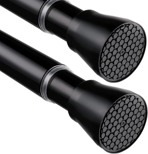 2 Pack Black Shower Curtain Rod 45 to 77 Inch,Shower