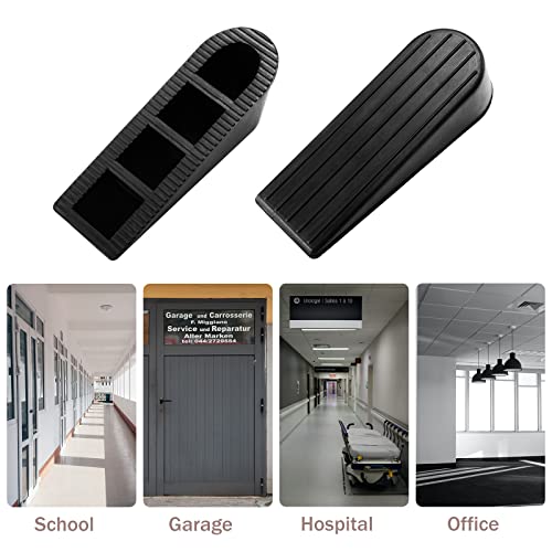 Kakiclay 2 Pack Large Door Stopper, Heavy Duty Rubber Door Stop Wedge Hold Doors Open, Height Up To 1.9 Inches Doorstop Jam For Home Office School Heavy Door (Black) #TOP5
