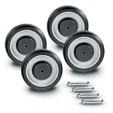 ÕLIV 5-inch Shopping Cart Wheels - Pack of 8 Caster Replacement Kit for Grocery Carts, Moving Dollies, Pushcarts, Warehouse Carries - Polyurethane Replacement Wheels with Axles Bolts