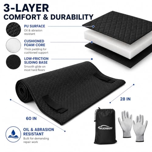 Rolling Creeper Mat 60 x 28 in, Foldable Under-Car Repair Pad for Mechanics by NIUERBIZI - Used condition - Image 3