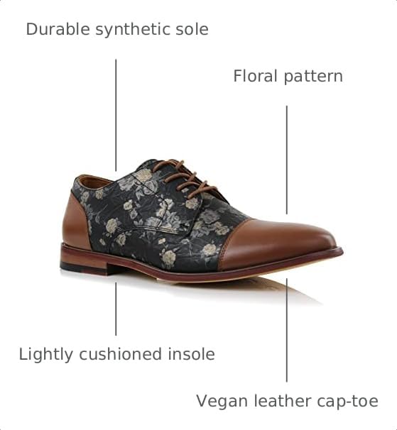 Image of Ferro Aldo Men's Modern Cap-Toe Derby Collection | Statement Dress Shoes in Floral, Woven, & Classic Styles