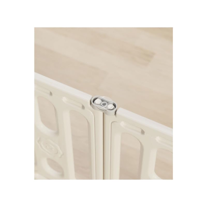 Parc Bébé Plastique PL40 GREY, XXL 185x185cm Parc de Jeu Modulable et Pliable avec 16 Panneaux, Éléments d'Activité & Porte, Barrière de Sécurité Enfant Intérieur Extérieur, Gris