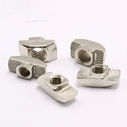 4pcs M4 M5 Nickel Plated T nut Hammer Head Fasten Nut for Aluminum Extrusion Profile 40 series Slot Groove - (Size: M5)
