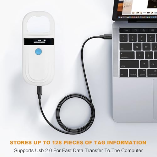 Scanner de microchip para animais de estimação, recarregável, RFID EMID, leitor de microchips, 134,2
