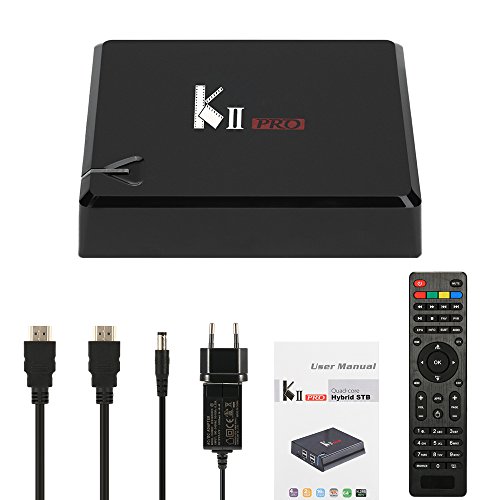 Docooler TV Caja Android + DVB-S2 & DVB-T2 5.1.1 Android KII Pro Amlogic S905 Cuatro Nucleos 2 GB / 16 GB 4K KODI XBMC Mini PC 2.4 y 5.0G WiFi y LAN H.265 DLNA Airplay Miracast Reproductor Multimedia