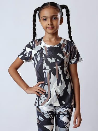 Image of Girls Active Sports Wear Set - Stylish Printed T-Shirt and Leggings Set for Girls - Comfortable and Breathable Workout Clothing for Sports, Gym, Yoga,- Perfect for Casual Wear (4-14 Sizes)
