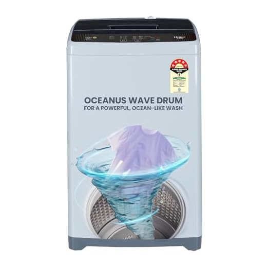 Haier 7 Kg 5 star Fully Automatic Top Loading Washing Machine HWM70-AE, Titanium Grey, 2024, Oceanus Wave Drum,Near Zero Pressure)