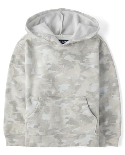 The Children's Place,Boys,Active Long Sleeve Premium Fleece Hoodie,Icicle Camo,Medium
