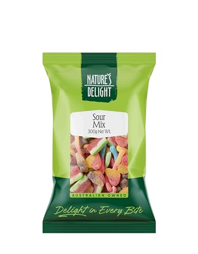 Nature’s Delight Sour Mix Lollies 300g – Assorted Sour Candy Gummy Variety Pack with Soft & Chewy Texture, Colourful Tangy Sweets for Sharing, Parties, Movie Nights & Everyday Snacking