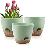 QRRICA Plant Pots 10/9/8 Inch Self Watering Pots, Set of 3 Plastic Planters with...