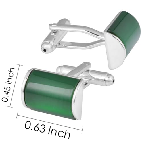 Gemelos rectangulares con piedra ojo de gato natural miniatura 3