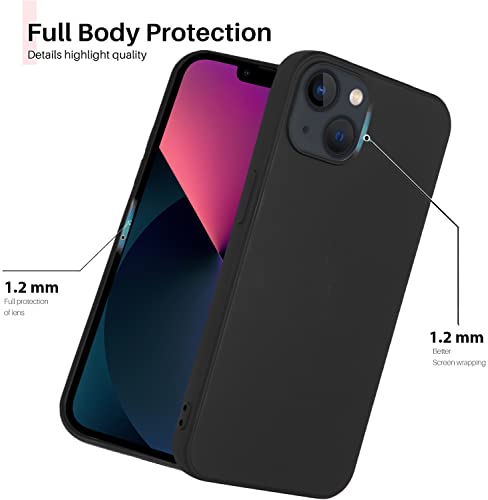 Image of Elzzi Microfiber Candy Case Compatible for iPhone 13 Mini 5.4 Inch Shockproof Slim Back Cover Liquid Silicone Case - Black