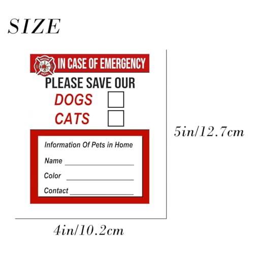 Image of Emergency Pet Rescue Sticker - Fire Safety Window Decal for Dog & Cat - Alerts Firefighters - Durable Weatherproof Vinyl - 4Packs