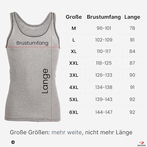 SGS 5er-Pack: Stilvolle Unterhemd Herren EXTRA LANG +12 cm & Tank Top Herren - Feinripp Muskelshirts Männer & Unterziehshirt Mann(XXL- Weiß 100% Baumwolle)