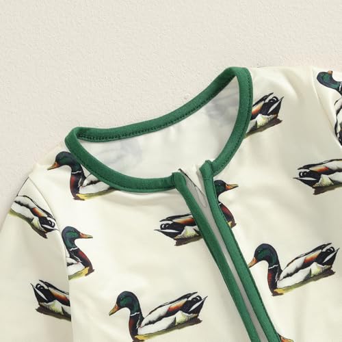 Chloefairy Duck Hunting Baby Clothes Boy Girl Mallard Duck Romper Long Sleeve Zipper Jumpsuit Infant Fall One Piece Outfit4