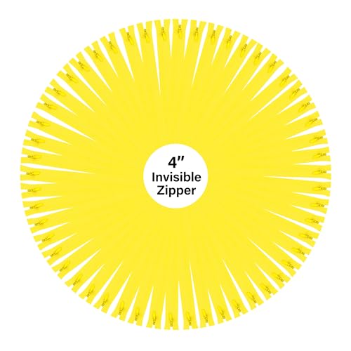 Mandala Crafts #3 Yellow 4 Inch Invisible Zippers for Sewing, Bulk 100 PCs