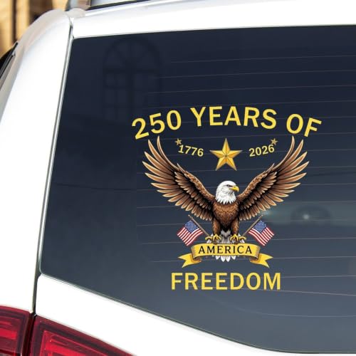 Image of 2pcs 250th Anniversary of America Merchandise Car Window Decal | 4th of July Independence Day Sticker 1776-2026 Commemorative Bumper Stickers for Car Truck Waterproof Vinyl Decals 10 inch