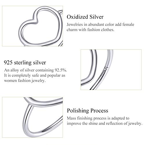 Mundell Sterling Silver 925 Simple Minimalist Heart Finger Rings For Women Wedding Engagement Statement Jewelry #TOP5