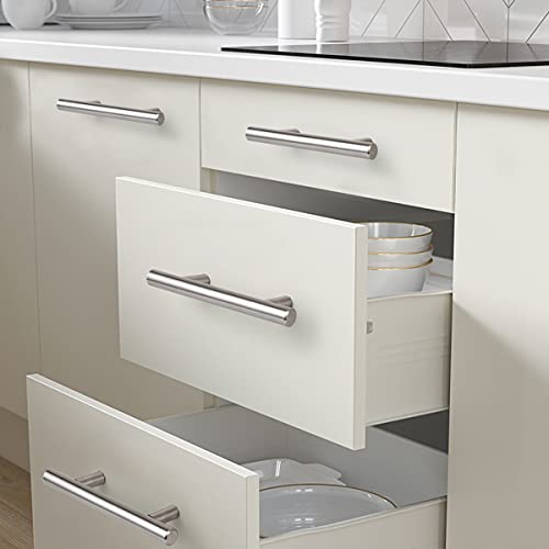 Image of Probrico 12 Pack|Brushed Nickel Modern Cabinet Cupboard Pulls in Brushed Nickel, Stainless Steel Euro Bar Kitchen Cabinet Handle Modern T Bar Dresser Pulls - 3 inch Hole to Hole, 5 inch Overal Length