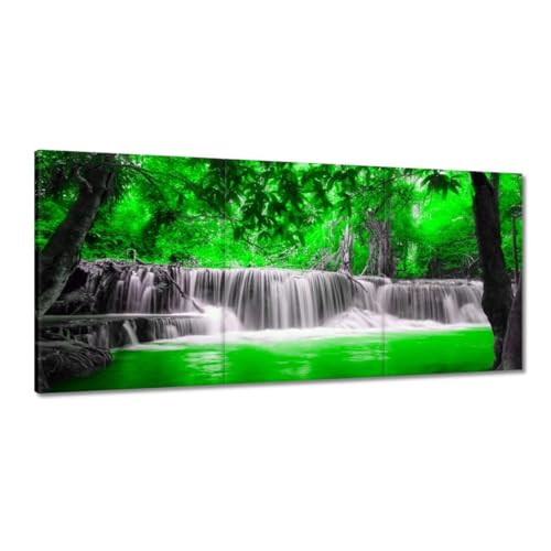 Peinture imprimée sur toile cascade verte tableau grand format 210 x 100 cm