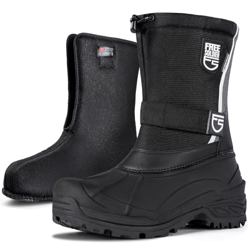 Image of FREE SOLDIER Mens Snow Boots Insulated Waterproof Hiking Winter Shoes Nonslip Outdoor Ankle Cold Weather Boots with Warm Inner