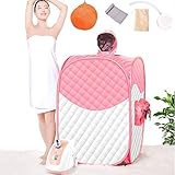 Portable Steam Sauna Spa 1.7L Foldable Steam Sauna Steamer Personal Therapeutic Sauna Lightweight Tent for Weight Loss Detox Relaxation at Home (Color : Pinkwhite)