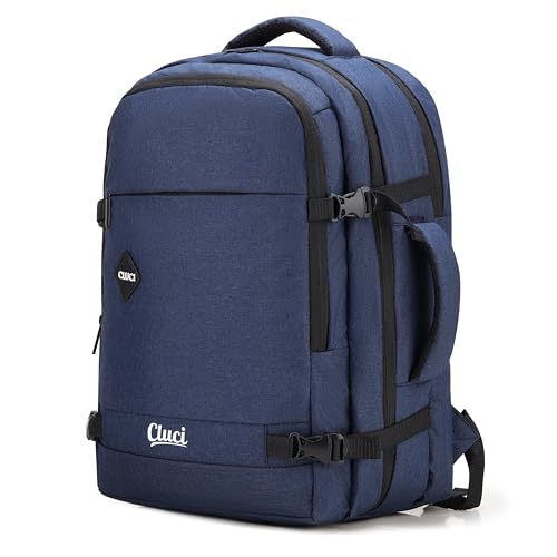 Image of By CLUCI Cabin Size Travel Backpack for Men & Women | 18-Inch Laptop Bag Rucksack | Water-Resistant Daypack with Trolley Sleeve for Flight, Office, & Weekend Trips