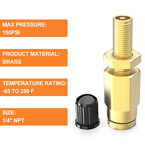Gasher 2Pcs 1/4" Brass Inflation Schrader Valve (Dot Approved) With Push Connection, 1/4" Od Air Line Tubing, Air Line And Air Spring Suspension For Semi Truck Trailers #TOP1