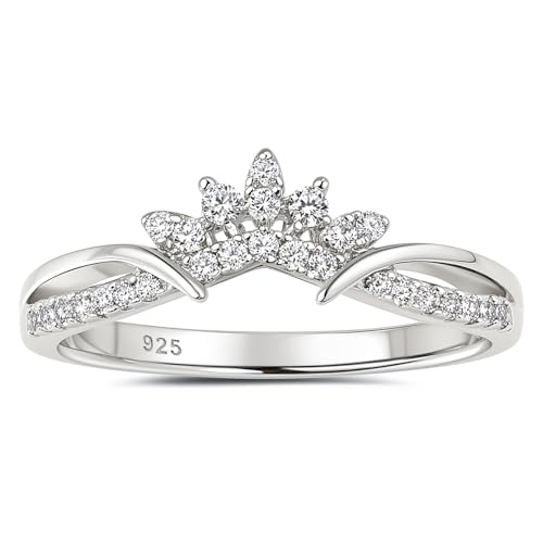 Wuziwen 925 Sterling Silver Wedding Bands for Women Curved Eternity Anniversary Rings for Her Cubic Zirconia