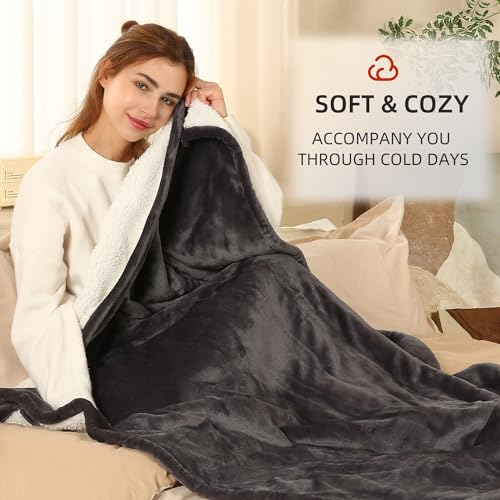ESTINGO Heated Blanket Electric Blanket Twin Size, Fast Heating Blanket with 5 Heating Levels & 10 Hours Auto Off, Heated Throw Blanket with Overheat Protection for Bedding, 62"x84", Dark Gray by ESTINGO - Image 3