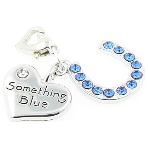 Occasions Emporium Crystal Horseshoe and Something Blue Heart Garter Charm - Gift Packaged Cover