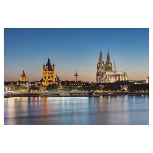 Image of 1000 Piece Jigsaw Puzzles Adults Child Educational Toys，Great St. Martin Church and Cologne Cathedral，Classic 3D Paper Puzzle Unique Gift Home Decor（38x26cm）-AG42