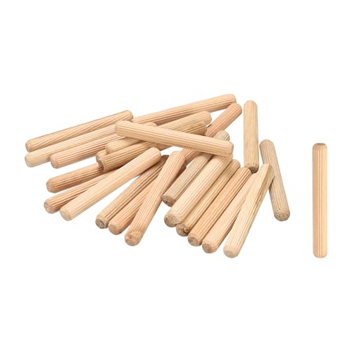 QUARKZMAN Clavijas De Madera 3/8'x 5/32' (10mm X 80mm) Barras Rectas De Clavija Clavijas Estriadas De Madera Para Manualidades Muebles DIY Dura Contenido 200
