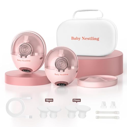 Image of Baby Nestling Breast Pump Hands Free, Smart Heated Base Promotes Milk Production, 40dB Quiet, Leak-Free Design, 4 Modes/12 Levels, 2Hr Cordless Wearable Breastfeeding Pump, 2 Pack Gray