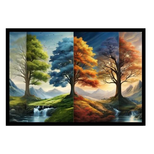 GAEKKO Quadro da parete Montaggio delle stagioni su vetro acrilico con cornice in vetro acrilico 60 x 40 cm