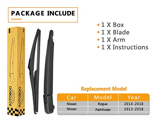Autoboo Replacement For Nissan Rogue 2014-2018 Pathfinder 2013-2018 Rear Windshield Wiper Blade Arm Set-Factory Oe Style #TOP5
