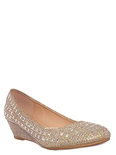 Forever Womens Low Wedge Heel Closed Toe Wedding Party Dress Sandals Shoes2