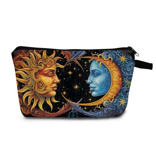 MoCaliduccious Sun and moon Makeup Bag Travel Portable Cosmetic Pouch Toiletry Organizer Storage Bag Zipper Pouch For Women Organizer Toiletries Bag for Travel
