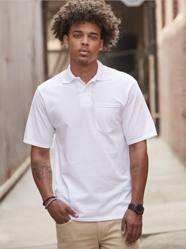 Jerzees Men's Pocket Short Sleeve Polo Shirts, Dri-Power, Sizes S-5X4