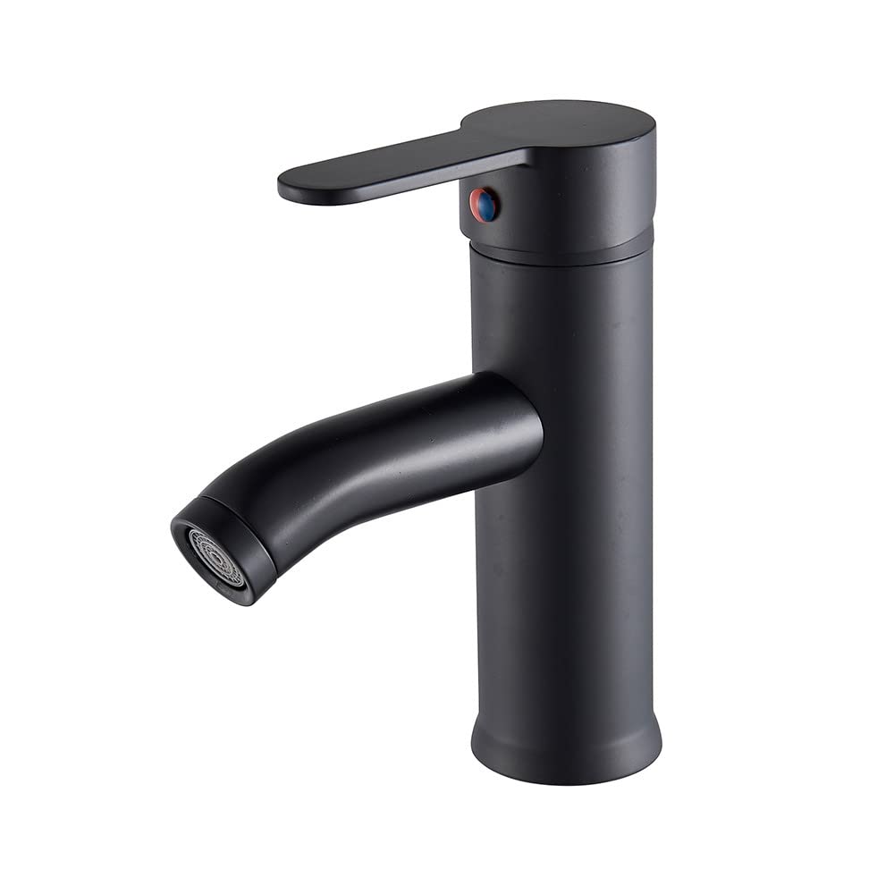 Mitigeur de lavabo de salle de bains noir mat court eau chaude froide