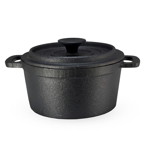 Spetebo Gusseisen Topf mit Deckel 14 cm - Grilltopf Eisentopf Kochtopf Schmortopf Bräter Spetebo Gusseisen Topf mit Deckel 14 cm - Grilltopf Eisentopf Kochtopf Schmortopf Bräter