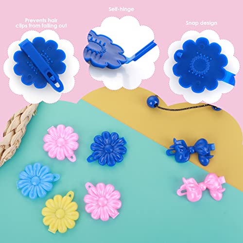 Yolev 60 Pieces Plastic Self Hinge Hair Barrettes For Girls Multi-Coloured Bowknot And Flower Hair Clips 80S 90S Hair Barrette Hair Clip Hair Accessories Set (Random Color) #TOP2