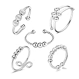 💍 ANILLO DE FIDGET PARA LA ANSIEDAD: Este anillo delicado pero fuerte es una excelente manera de manejar el estrés o la ansiedad de una manera elegante. Las cuentas se mueven libremente alrededor de la banda. Puede moverlos para ayudarlo a mantenerse concentrado o relajado; puede ayudarlo a eliminar los malos hábitos, como quitarse las uñas, pelarse, liberar la ansiedad y ayudar en ciertas situaciones, como la ansiedad y el trastorno obsesivo-compulsivo.