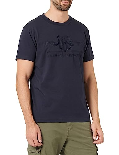 GANT Men's D.1 Tonal Archive Shield T-Shirt T-Shirt, Evening Blue, XXL
