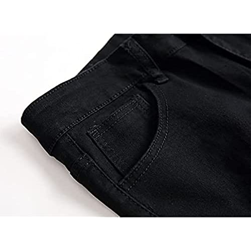 Men's Stretch Denim Jeans - Ripped and Distressed with Slim Moto Biker Fit and Tapered Leg Pants in an Edgy Style4