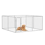 PawHut Large Dog Kennel Outside, Heavy Duty Dog Cage, Outdoor Fence Dog Run with Galvanized Chain Link, Secure Lock, 13.1' x 13.1' x 6'