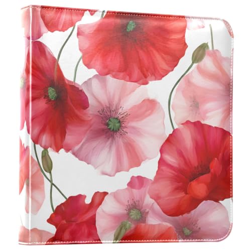 Álbumes de Fotos Autoadhesivos DIY, Álbum de Recortes con Tapa Dura de Poliuretano (PU) y Diseño Floral de Amapola Roja, 40 Páginas, para Familia, Bodas, Viajes y Escuela miniatura 1