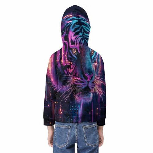 Sweat à capuche Cyber Tiger ado idéal pour le collège et le skatepark