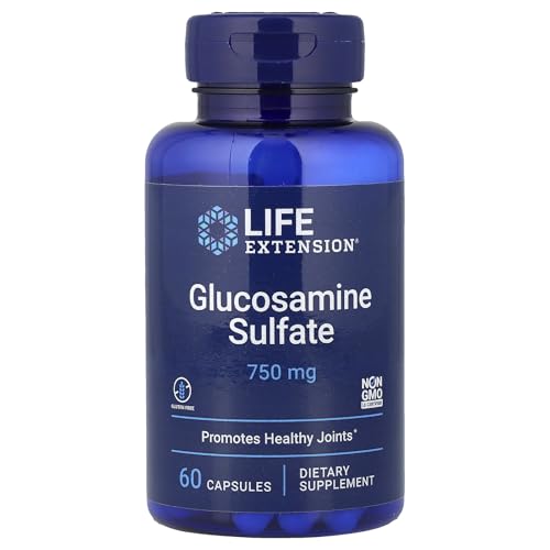 Life Extension Glucosamine Sulfate 750 mg Supports Knee Comfort and Joint Health Gluten-Free Non-GMO 60 Capsules