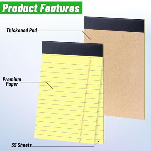 Image of 48 Pack Legal Pads 5 x 8 Inch Yellow Notepads College Ruled Writing Pads | Perforated Memo Pads with Lined Paper for Office, School and Home; Great for Notes, Lists, Planning and Daily Writing
